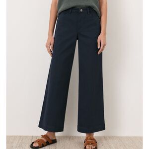 PACT XXL Stretch Twill Wide Leg Crop Pants Navy Blue Organic Cotton Womens
